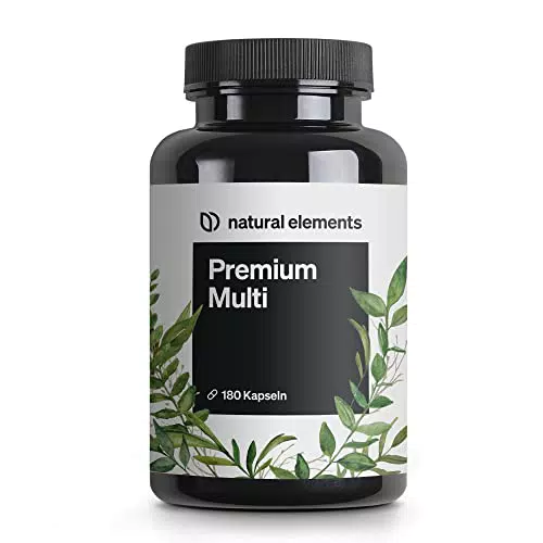 Premium Multivitamin 180 hochdosierte Komplex-Kapseln wertvolle Vitamine A-Z Premium-Rohstoffe mit Bioaktiv-Formen ohne unnötige Zusätze in Deutschland produziert & laborgeprüft