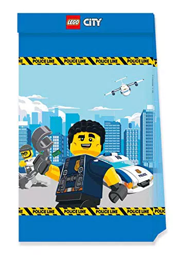 Procos 92249 - Partytüten, Lego City, 4 Stück, FSC Mix