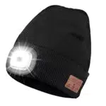 Puersit Bluetooth Mütze mit LED Licht Männer, Unisex Mütze mit Musik mit Kopfhörer & Lautsprechern LED Mütze zum Camping Laufen Wandern