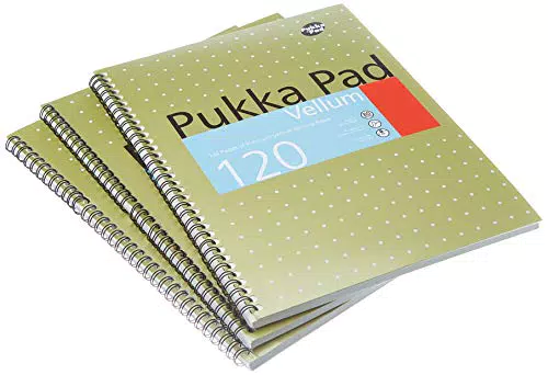 Pukka Pad Vellum Notizbuch spiralgebunden 80 g/m liniert mit Rand 120 Seiten A4 3 Stück