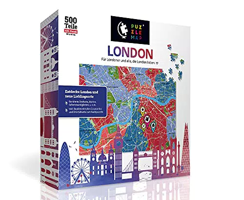 PuzzleMap London Puzzle Stadtplan, 500 Teile, Geschenk für Erwachsene & Kinder ab 14 Jahren