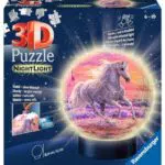 Ravensburger 3D Puzzle 11843 - Nachtlicht Puzzle-Ball Pferde am Strand - 72 Teile - ab 6 Jahren