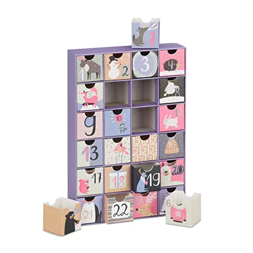Relaxdays Adventskalender zum selbst Befüllen, 24 Boxen