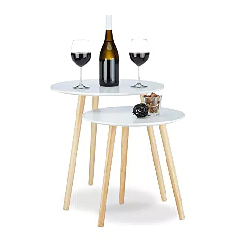 Relaxdays Beistelltisch 2er Set skandinavisch, 70er Design
