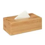 Relaxdays Kosmetiktuchbox, aus Bambus, Box für Kosmetik- & Taschentücher