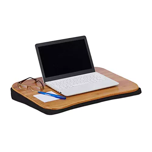 Relaxdays, Natur Laptopkissen Bambus, abnehmbares Kissen