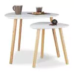 Relaxdays Satztisch 2er Set, platzsparende Beistelltische im nordischen Design