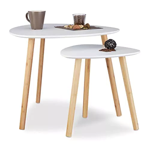 Relaxdays Satztisch 2er Set, platzsparende Beistelltische im nordischen Design