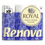 Renova ROYAL Toilet Paper 9 Rolls, White, Regular, 200045194