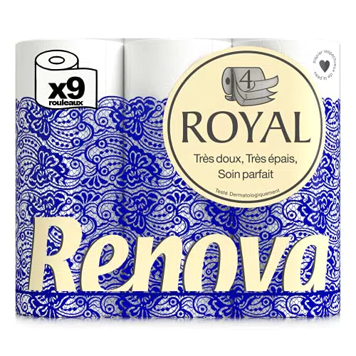 Renova ROYAL Toilet Paper 9 Rolls, White, Regular, 200045194