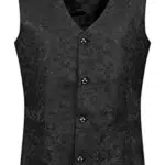 Ro Rox Herren Steampunk Gothic Formelle Brokat Weste - Schwarz