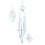 roba Handtuch Set 'Kleine Wolke' für Babys - 3 teiliges Kapuzenhandtuch für Kinder - Handtuch + Waschlappen - Frotee Baumwolle - Wolken Motiv - Weiß / Blau