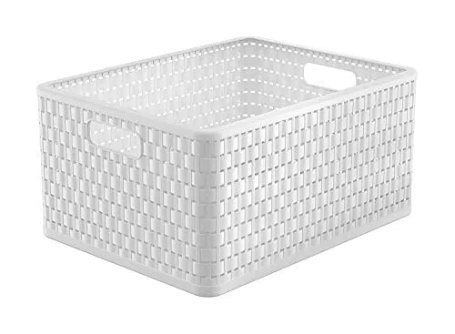 Rotho Country Aufbewahrungsbox 28l in Rattan-Optik, Kunststoff BPA-frei