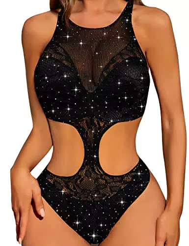 RSLOVE Lingerie für Frauen Verführerische Dessous Sets mit Spitzenbody und Unterwäsche Weiß Einheitsgröße