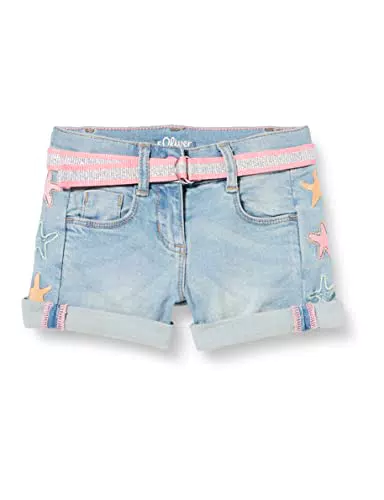 s.Oliver Mädchen 2130048 Jeans Short mit Embroidery und Gürtel