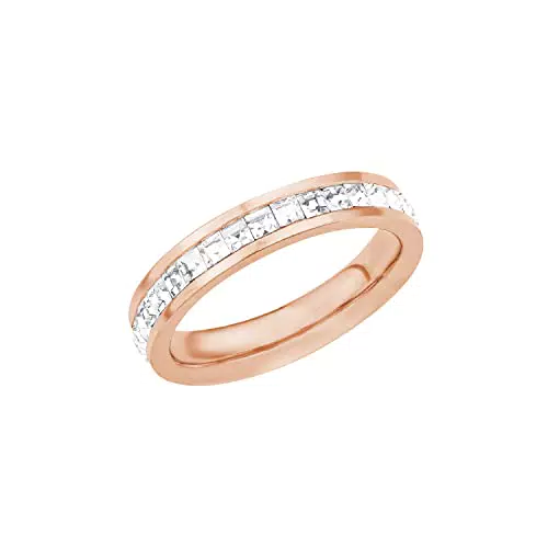 s.Oliver Ring Edelstahl Damen Ringe, mit Kristall, Roséfarben