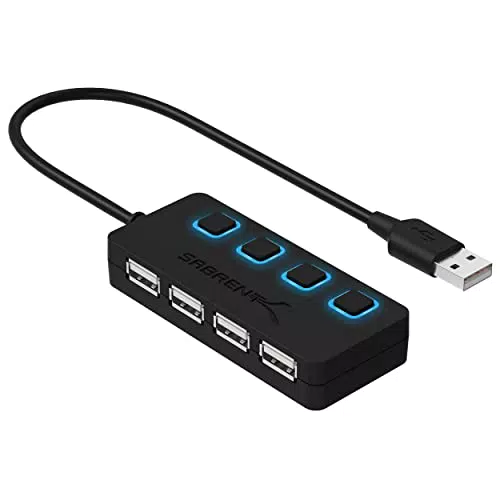 Sabrent 4-Port USB 2.0 Hub mit einzelnen Schalter und einzelnen LEDs