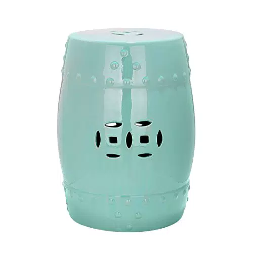 SAFAVIEH Modern Keramik Gartenhocker, Rotkehlchen-Ei-Blau