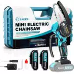 Saker Mini Kettensäge mit Akku 4 Zoll, kabellose elektrisch mit 1 Kette und 2 Batterien