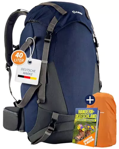 SASMO Wanderrucksack 40l - isoliertes Frontfach & integrierter Kulturbeutel + E-Book