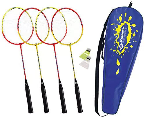 Schildkröt Federball Set 4-Player, 4 Schläger, 2 Bälle