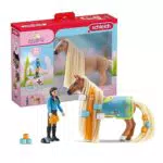 schleich HORSE CLUB 42585 Sofia's Beauties 18-Teiliges Pferde-Beauty-Set - Reiterin Kim und Pferd mit Mähne und Schweif zum Striegeln plus Zubehör