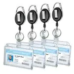 Schlüsselanhänger Ausweishalter 4er Set Milnsirk Ausweisjojo Badge Reel mit Vinylstrap und Schlüsselring