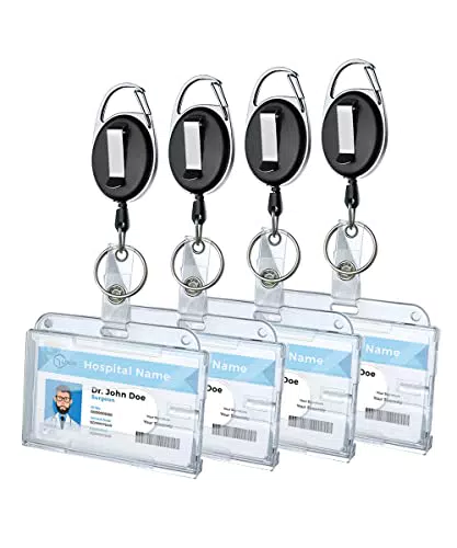Schlüsselanhänger Ausweishalter 4er Set Milnsirk Ausweisjojo Badge Reel mit Vinylstrap und Schlüsselring