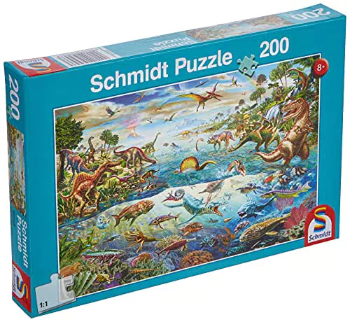 Schmidt Spiele 56253 Entdecke die Dinosaurier, 200 Teile Kinderpuzzle