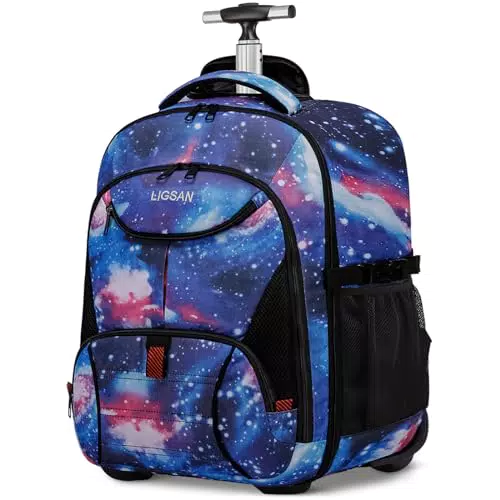 Schulranzen mit Rollen Schultrolley Laptoptasche 17.3 Zoll Laptop Rucksack mit Rollen für Studenten Männer Frauen Wasserdicht Reiserucksack Trolley mit Rucksackfunktion Handgepäck