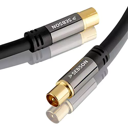 SEBSON TV Antennenkabel 10m, Koax Stecker/Koax Buchse
