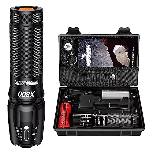 Shadowhawk Taschenlampe Led 15000 lumen, Extrem Hell Aufladbar Taschenlampen