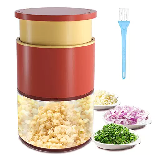 SHINELINE Zerkleinerer, Manuell Zerkleinerer for Küche 350ML Zwiebel Zerkleinerer mit 4 Scharfen Klingen für Knoblauch Kartoffel Gemüse Obst Fleisch Chopper