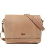 SID & VAIN Laptoptasche Messenger Bag Spencer aus Büffel-Leder I Business-Tasche groß für Herren 15 Zoll extra Laptop-Hülle I Umhängetasche beige handgefertigt