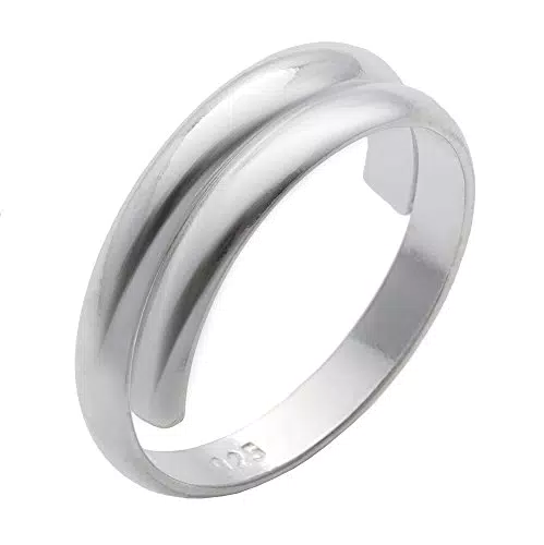 Silverly Frauen .925 Sterling Silber Ineinander Greifend Plain Midi Finger Einstellbare Band Zehenring