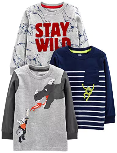 Simple Joys by Carter's Jungen 3-Pack Graphic Long-Sleeve Tees Infant-and-Toddler-t-Shirts