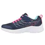 Skechers MICROSPEC Bold Delight Sneaker, Navy Mesh/Hot Pink Trim