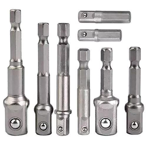 Stecknuss-Adapter, 8-teiliges Set, 1/4-Zoll-Sechskantadapter auf 1/4"