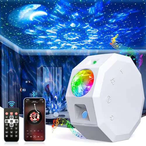 Sternenhimmel Projektor Kinder Galaxy Projector - FGRYB LED Nachtlicht Projektor mit Fernbedienung & Timer 20 Lichtmodi Wasserwellen Sternenprojektor Für mädchen Erwachsene Zimmer