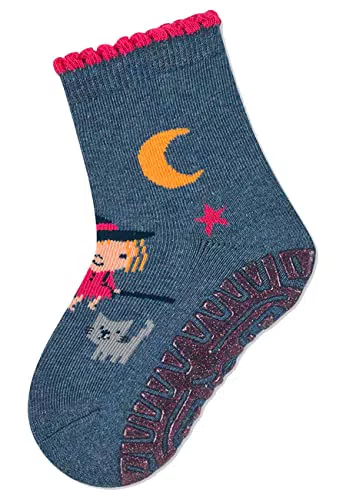 Sterntaler Baby Mädchen Fliesen Socken Baby Glitzer-Flitzer AIR Hexe Strümpfe meliert - Fliesen Rutsch Socken Baby mit Vollplüsch - tintenblau