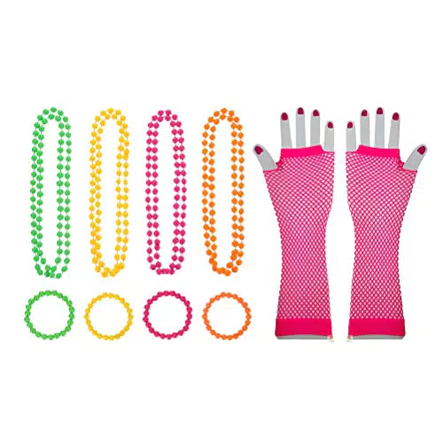 STOBOK Party Neon Anhänger Armband Perlenkette Fischnetz Auge Lange Handschuhe