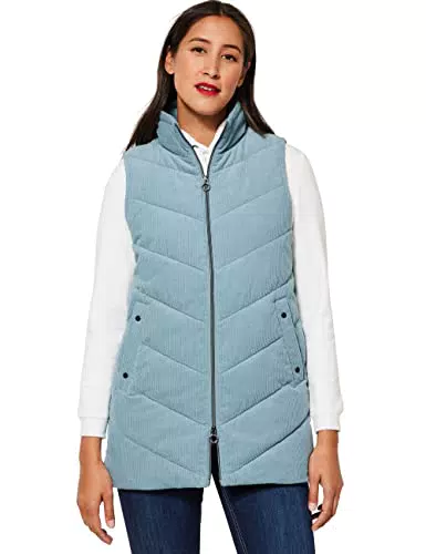 STREET ONE Damen A220156 Steppweste, Milky Jade Blue