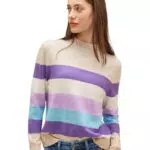 STREET ONE Damen A302537 Strickpullover Gestreift, Spring Sand Melange