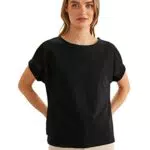 STREET ONE Damen A320010 2 In1 Kurzarmshirt, Schwarz