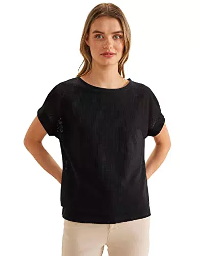 STREET ONE Damen A320010 2 In1 Kurzarmshirt, Schwarz