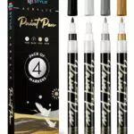 Stylo 4 Stück Metallic Marker Stifte Set Weiß, Schwarz