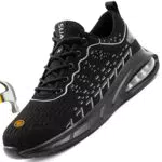 SUADEX Arbeitsschuhe Sicherheitsschuhe Herren Damen Leicht Atmungsaktiv Stahlkappenschuhe Herren Damen Industrie Sneaker Unisex Schwarz 38EU