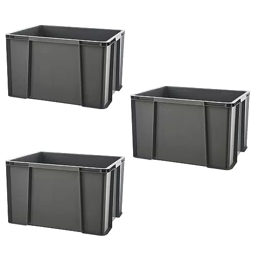 Sundis 3er set MASTER BOX, 45L - Modular und stapelbar - Anthrazitgrau