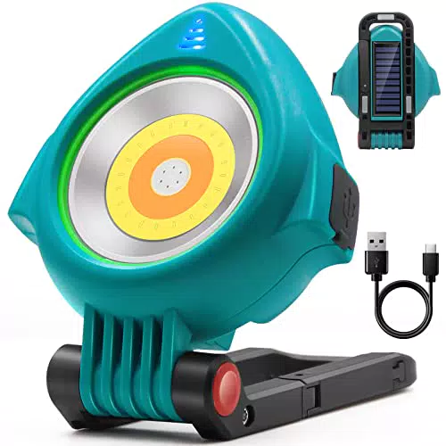 SYLSTAR Arbeitsleuchte Akku mit Solar, Superheller 750LM LED Strahler COB Werkstatattlampe Wiederaufladbare und Taschenlampe