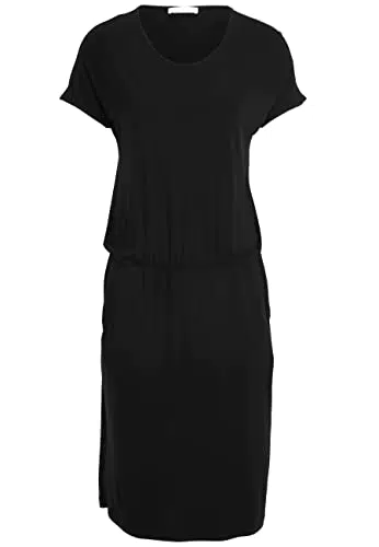 Tamaris Damen Einfaches T-Shirt Kleid ALBENA Schwarz